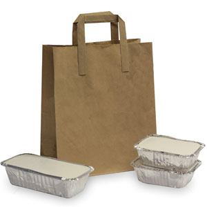 Large Takeway Bags - Flat Handle Kraft - 125x Per Pack